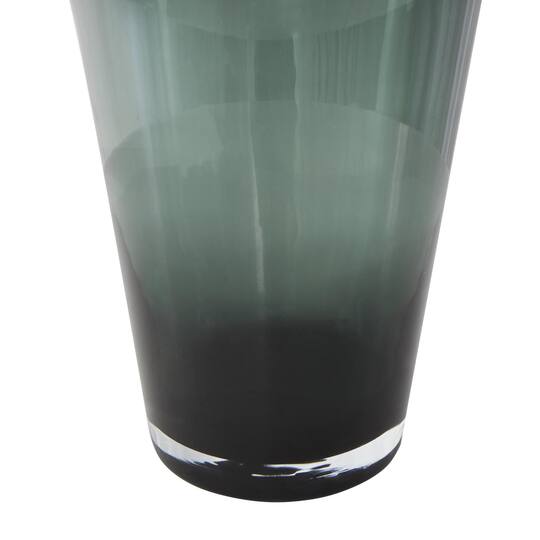 Green Glass Floral Tulip Inspired Ombre Vase with Wavy Opening